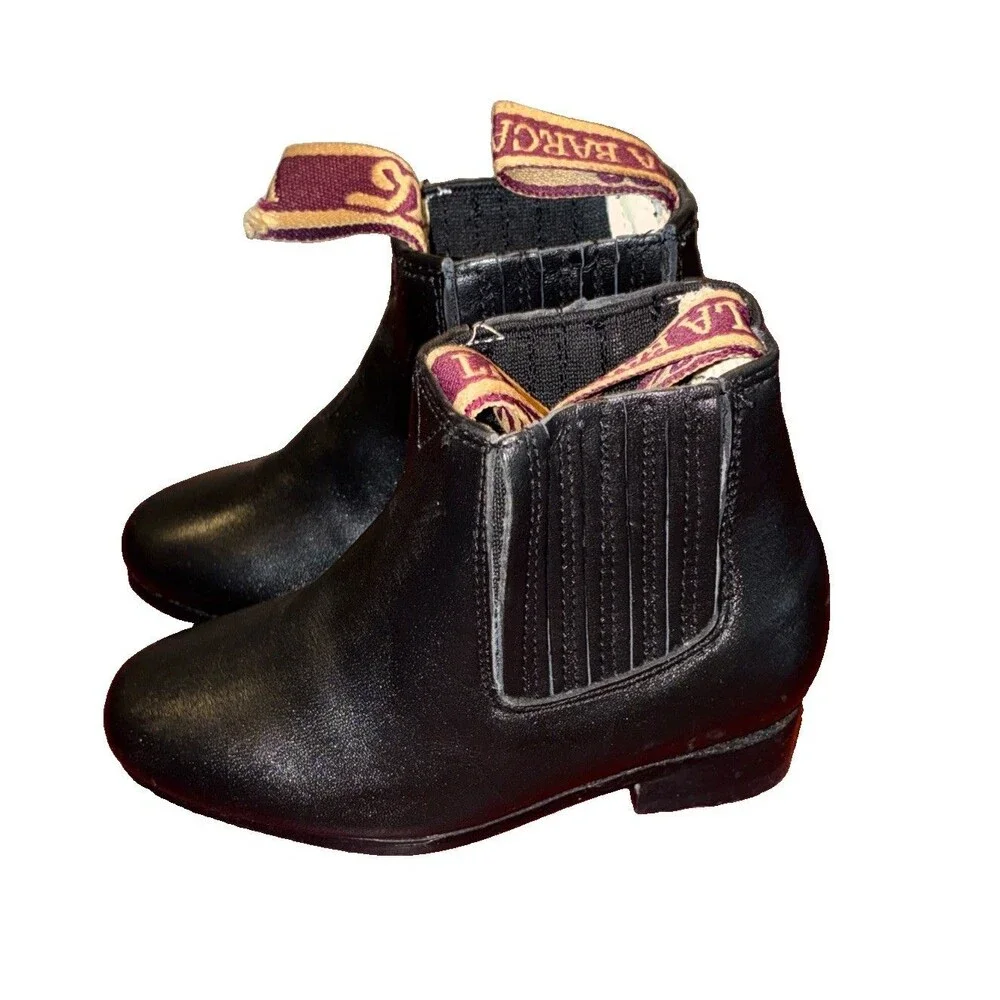 La Barca Paso de Mula Kids Black Leather Botines Charros Size 14 MEX 7C US
